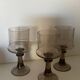 3 stemmed digestif glasses, smoked brown glass