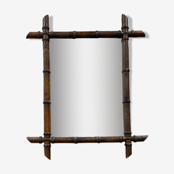 Vintage bamboo effect stitched mirror