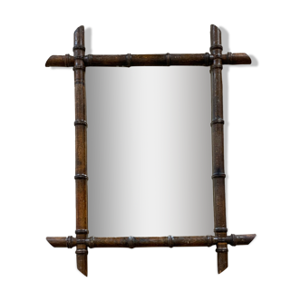 Vintage bamboo effect stitched mirror