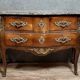 Curved jump commode in Louis XV style with marquetry, circa 1880.