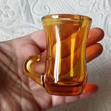 6 vintage Italian espresso cups, 1960s liqueur glasses, amber brown.