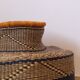 Bolga Basket Colorful African Decorative Basket Navy and Mustard Yellow