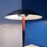 Lampe aluminor noir métallique et bois forme champignon