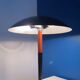 Lampe aluminor noir métallique et bois forme champignon