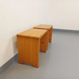 Pair of vintage Charlotte Perriand Les Arcs stools in pine from the 60s 70s