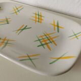 Lunéville rectangular dish/dish with green and yellow geometric pattern
