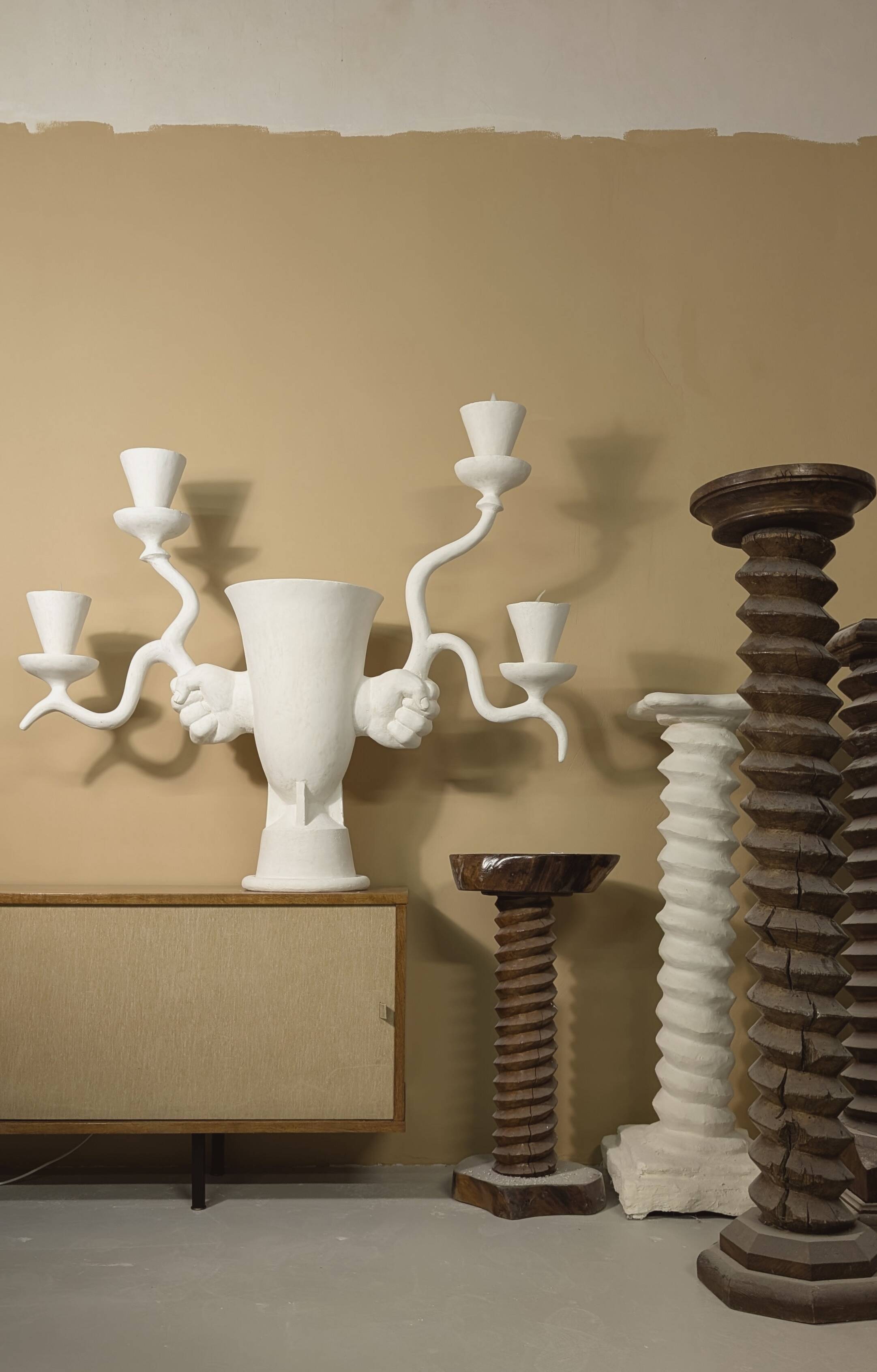 Lampe sculpture en plâtre