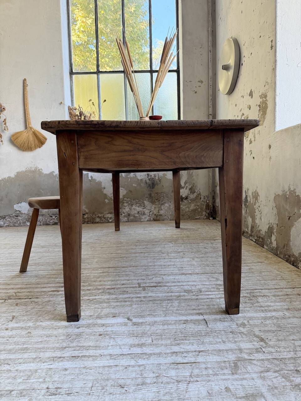 Pine and oak + walnut farmhouse table 1950