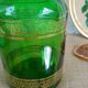 Apothecary green glass jar with gilding -vintage