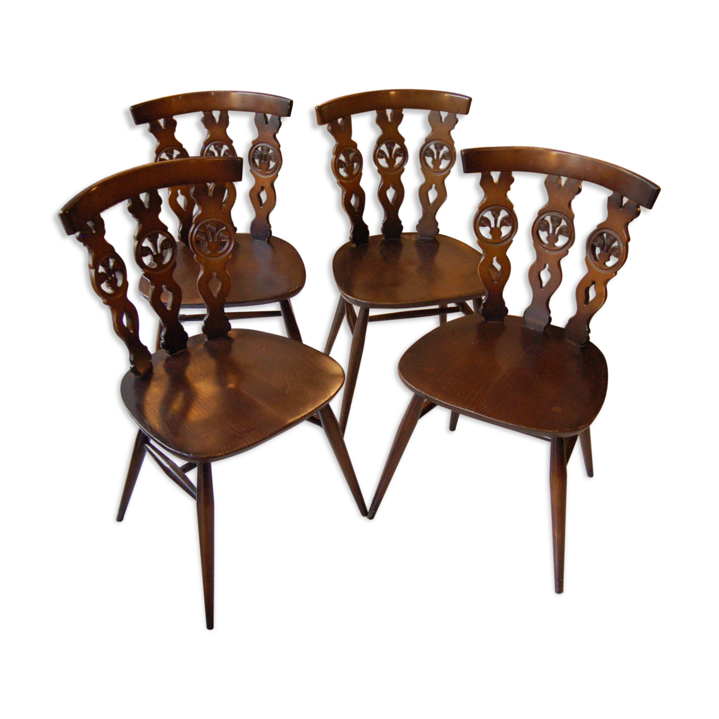 Set of 4 chairs Lucian Ercolani for Ercol Windsor of the 1960s mod.375