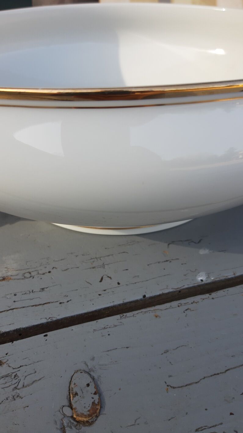 old white and gold LIMOGES porcelain fruit-saladier-plate cup