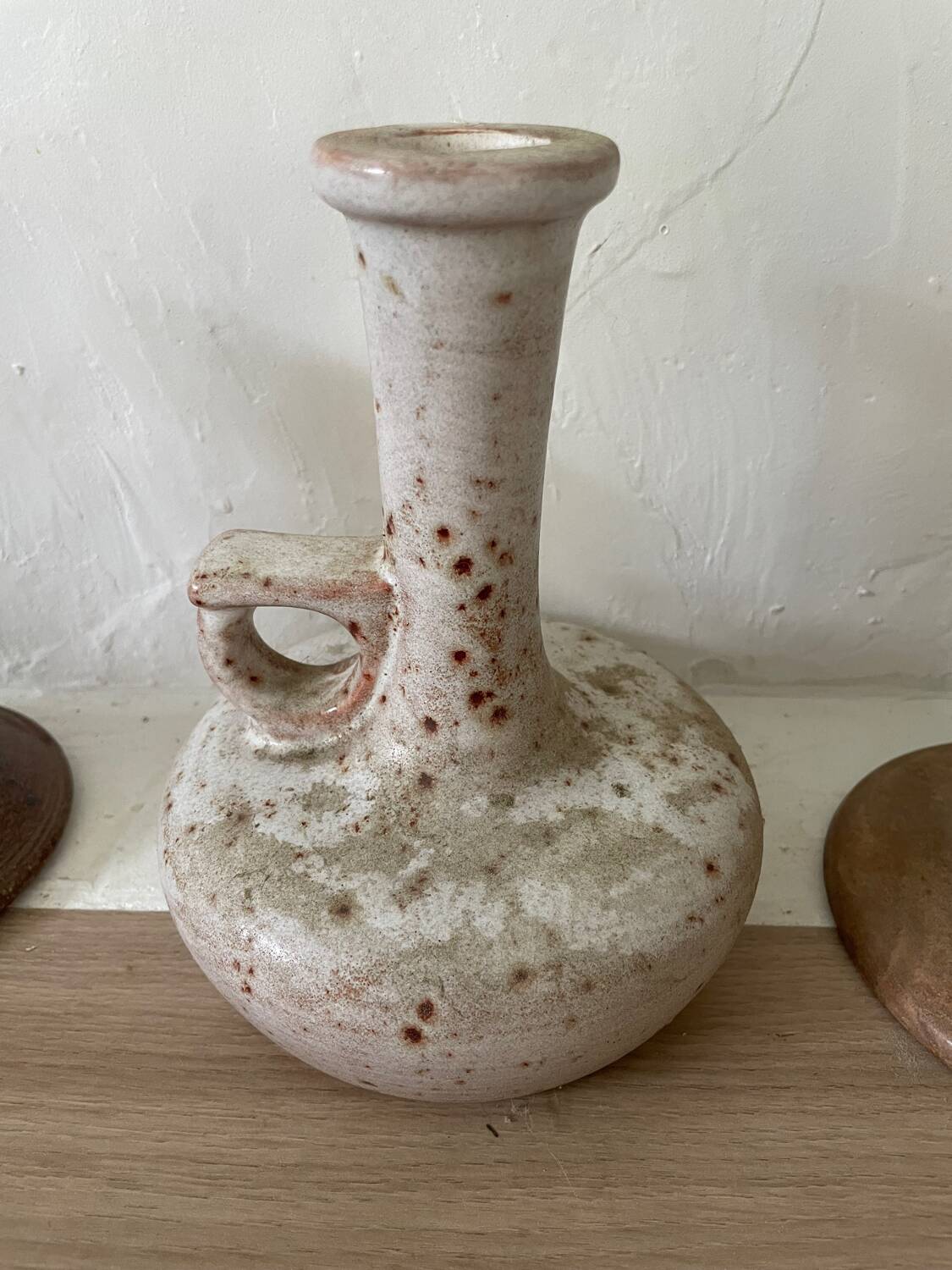 Vintage Stoneware Mismatched Candlesticks