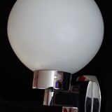 Wall lamp chrome and globe in frosted glass - 80s