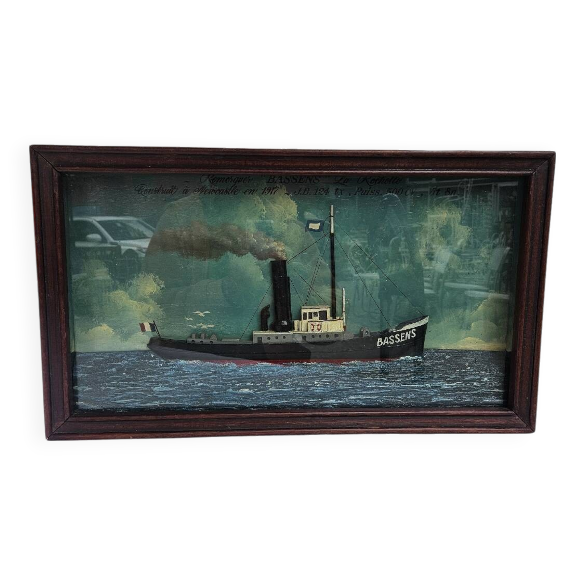 Old Diorama of the Bassens Tugboat in La Rochelle in 1917