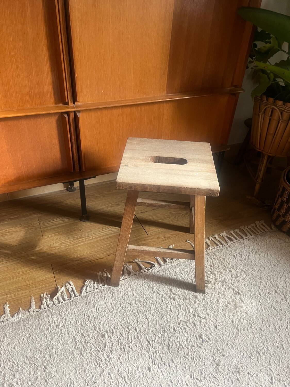Vintage solid oak stool