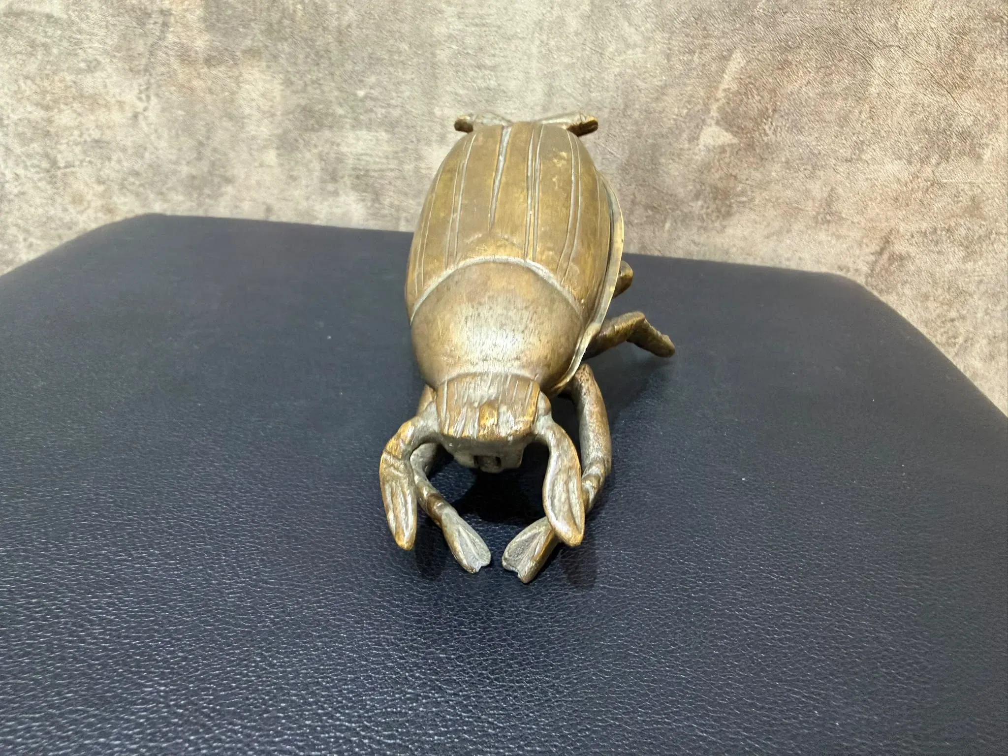 Brass Beetle Ashtray, Hinged Insect Figurine with Lift Up Wing Case