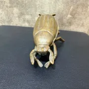 Brass Beetle Ashtray, Hinged Insect Figurine with Lift Up Wing Case