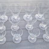 Service de verres coniques pour 4 personnes, cristal taillé à 9 côtes plates