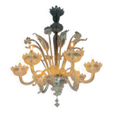 Venetian chandelier made of Murano glass, six light arms, circa 1940.