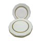 Lot de 4 assiettes à dessert en porcelaine de Limoges blanc et double dorure