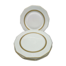 Lot de 4 assiettes à dessert en porcelaine de Limoges blanc et double dorure