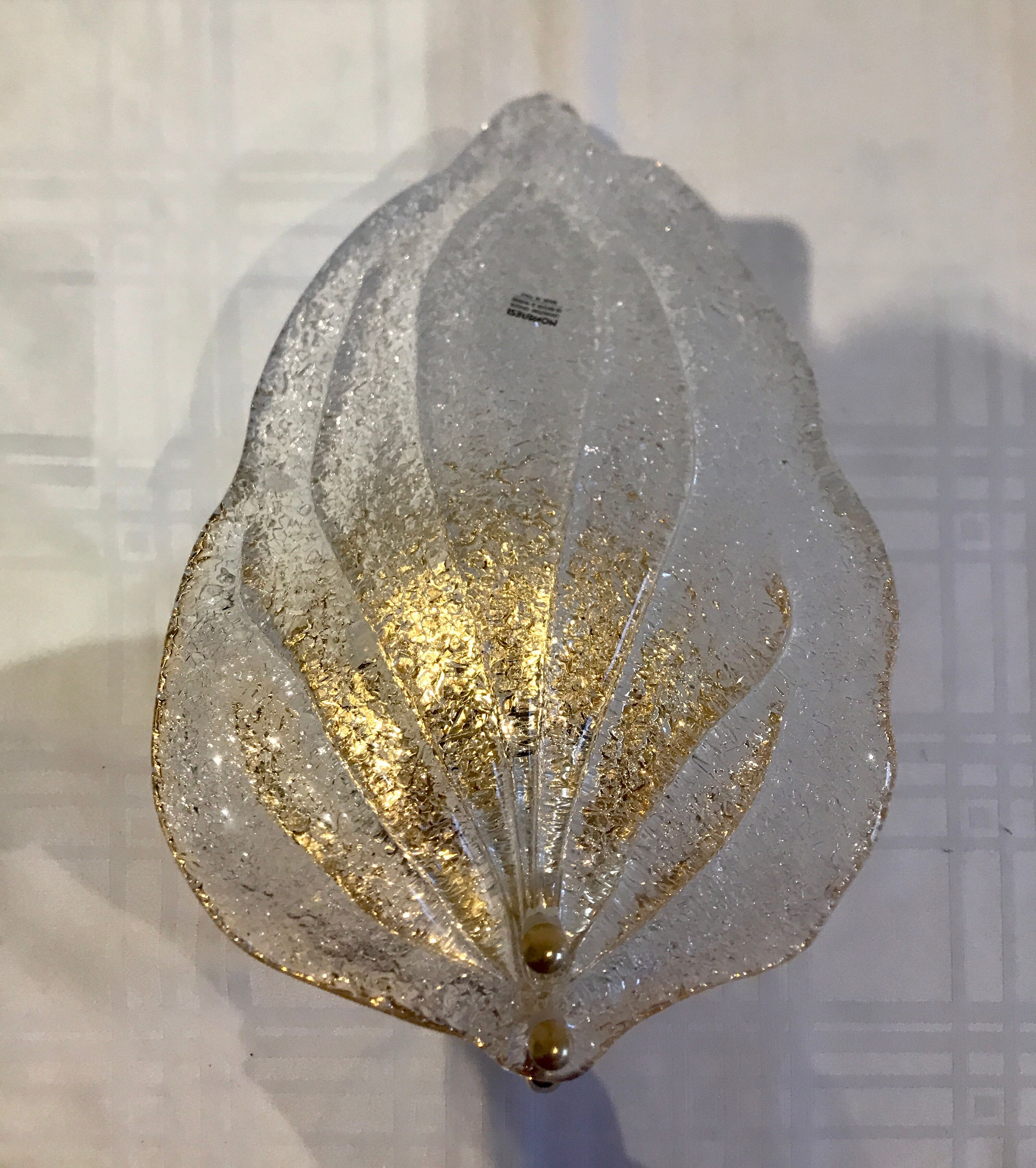 Pair of wall lamps Murano glass sheet