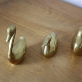 Set of 2 ducks and 1 brass swan