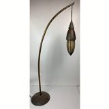 Patinated rustic copper and steel floor lamp with lantern, Indonesia 1980s