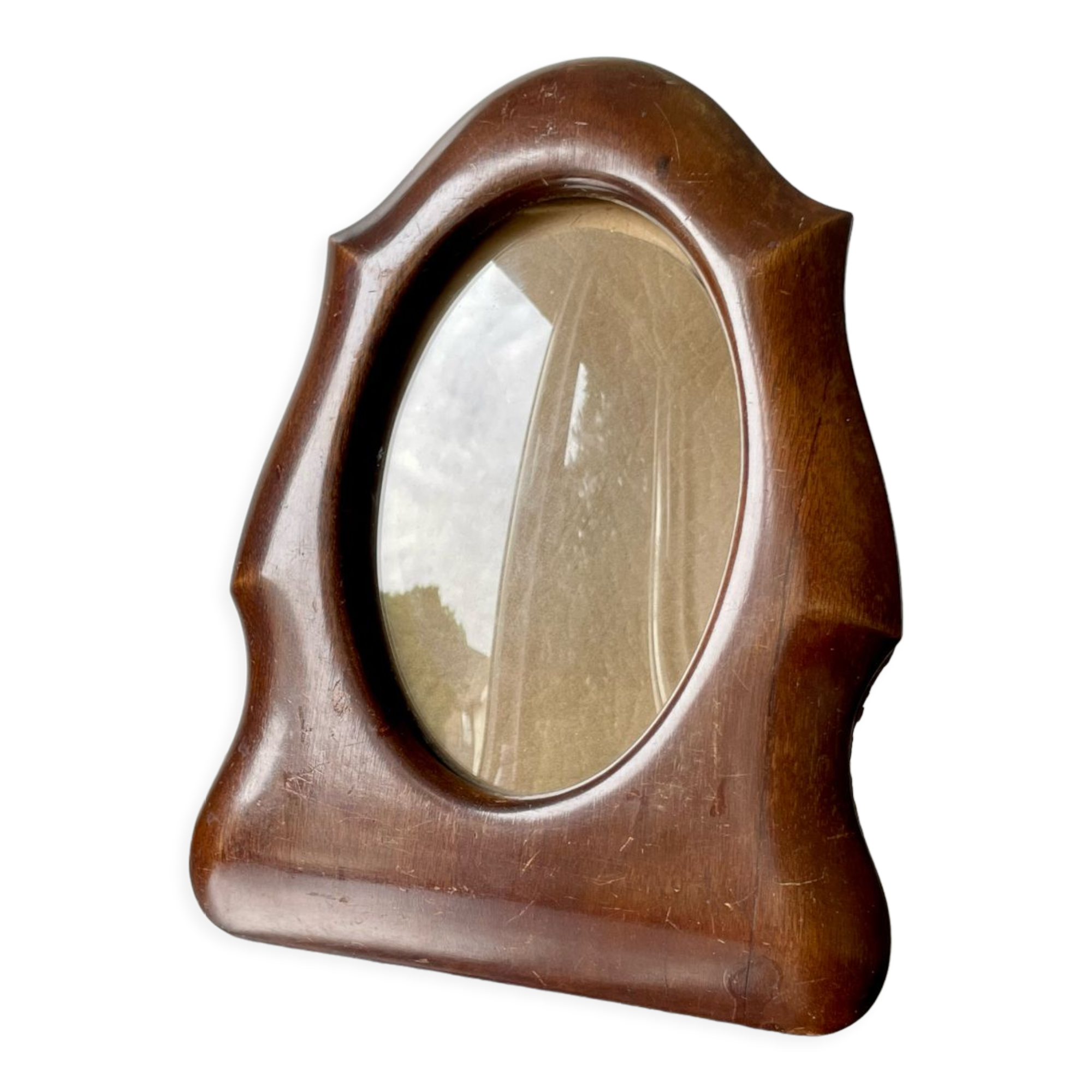 Antique  art deco mahogany wooden frame measurements 21.5 cm x 17 cm  convex glass