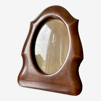 Antique  art deco mahogany wooden frame measurements 21.5 cm x 17 cm  convex glass