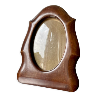 Antique  art deco mahogany wooden frame measurements 21.5 cm x 17 cm  convex glass