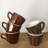 Vintage set of 5 bistro coffee cups