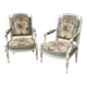 Pair of Louis XVI Cabriolet Armchairs - Lacquered and Upholstered Beech