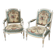 Pair of Louis XVI Cabriolet Armchairs - Lacquered and Upholstered Beech