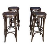 Set of 4 dark wood bar stools