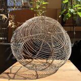 Old egg basket in metal shape round metal handle