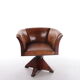 Sheepskin leather desk chair with wooden swivel base, 1970