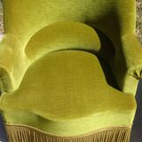 Paire de fauteuils crapauds en velours vert