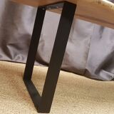 Bleached walnut coffee table square feet metal industrial style