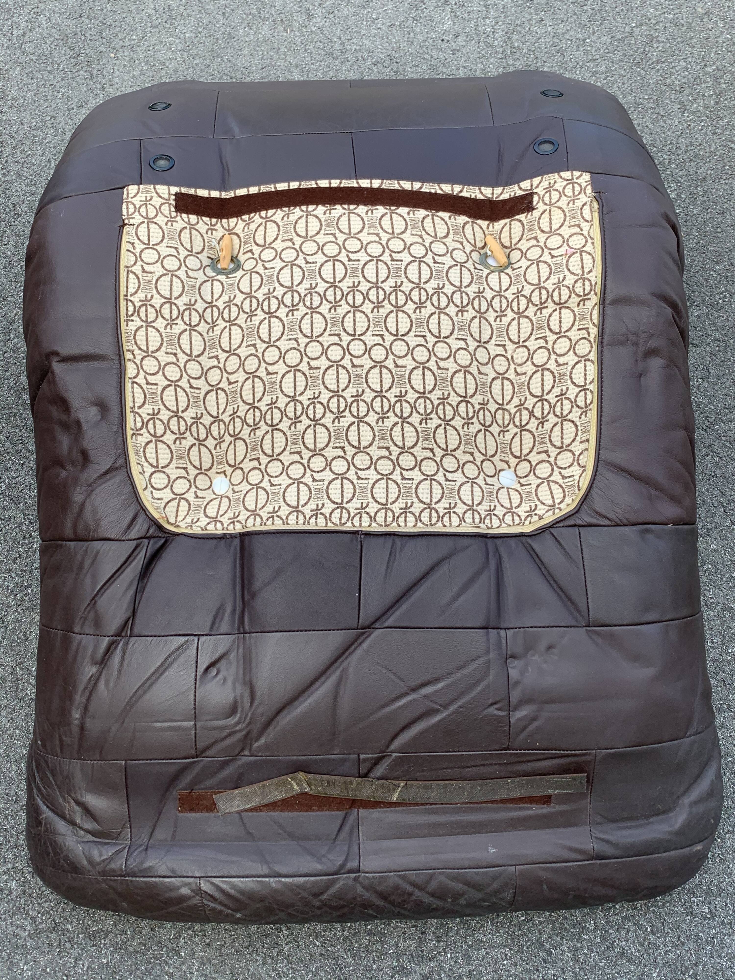 Pair of armchairs and ottoman leather Marsala by Michel Ducaroy for Ligne Roset 1970