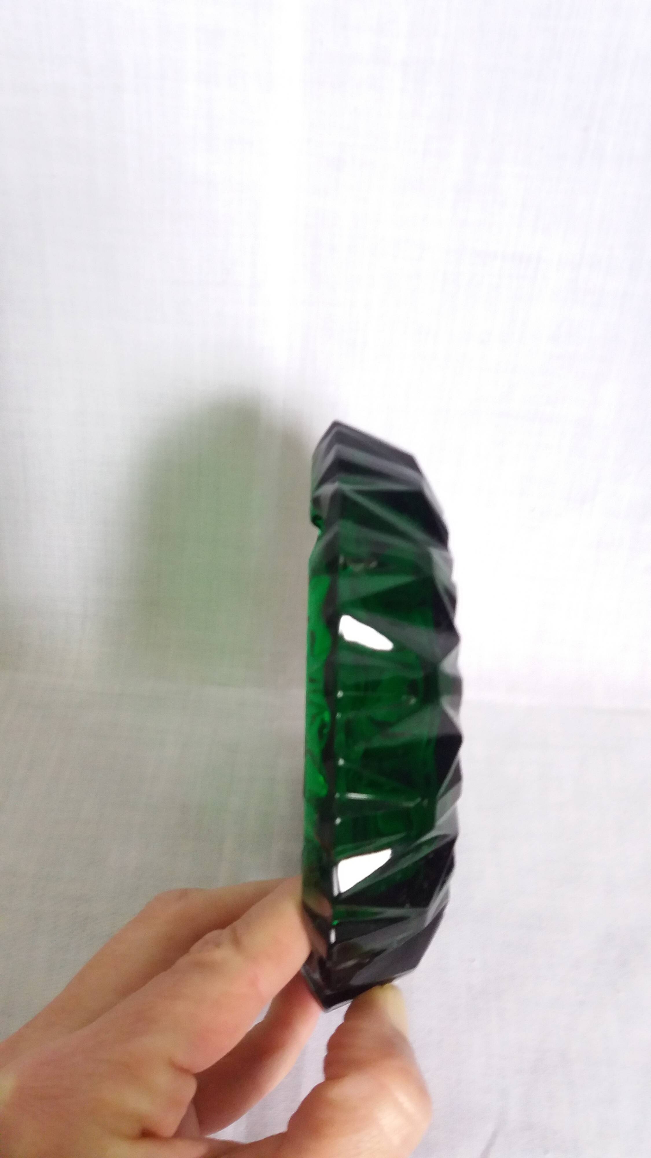 Green glass ashtray