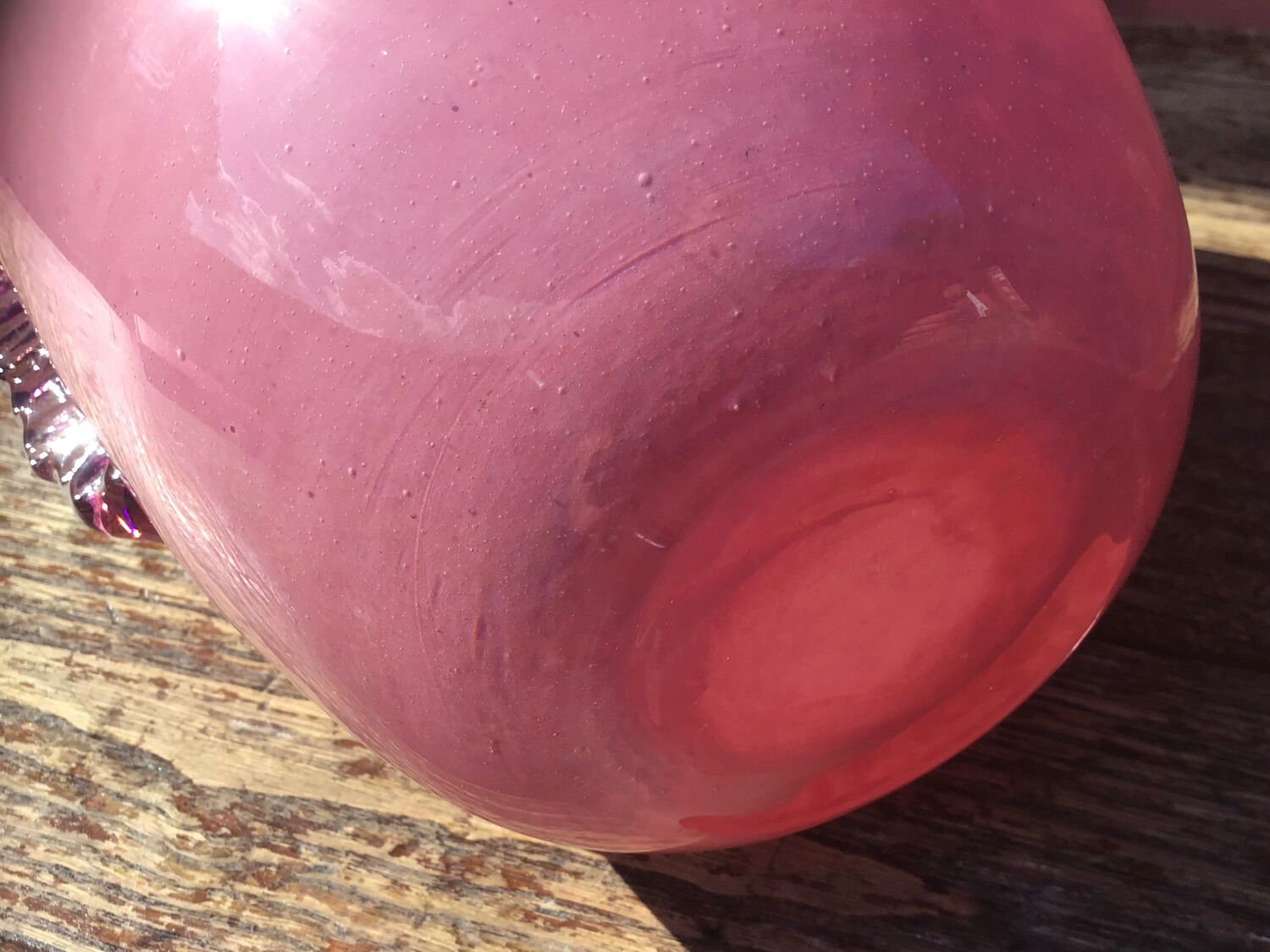 Art deco style pink glass vase
