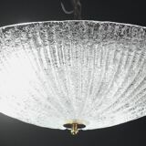 Vintage Italian Transparent Murano Glass Flush Mount Light