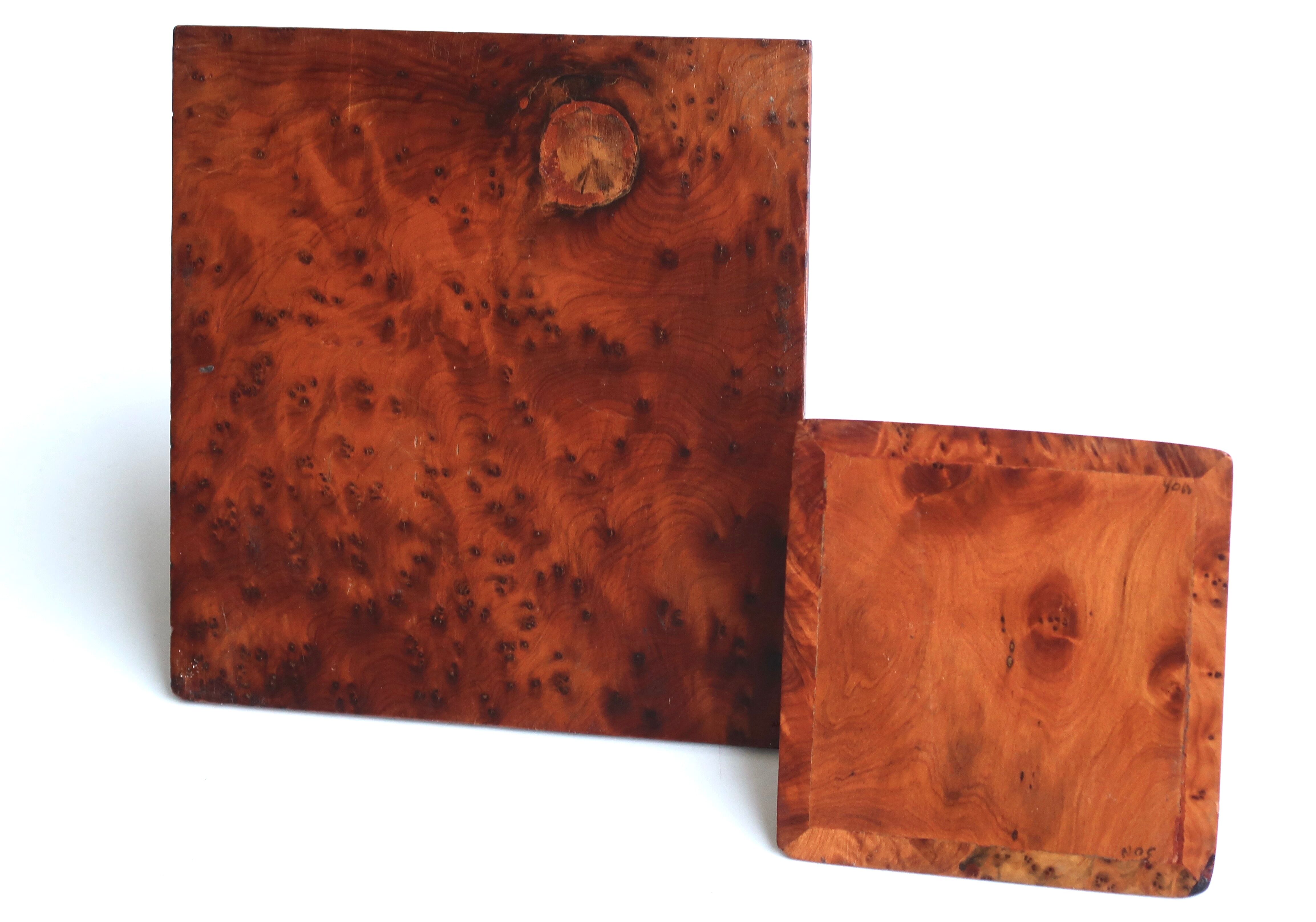 Two wooden pyramids with elm magnifying glass, 70s