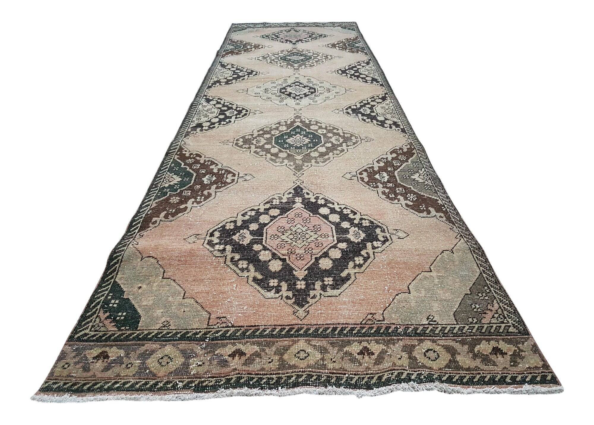 Vintage Turkish hallway rug 113x385 cm