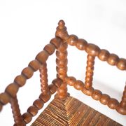 Wooden and caned corner chair, antique bobbin chair, occasional chair.