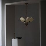 Brass and Glass Mid-Century Chandelier by Itsu, Finland, 1950s