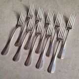 Set of 10 silver metal forks