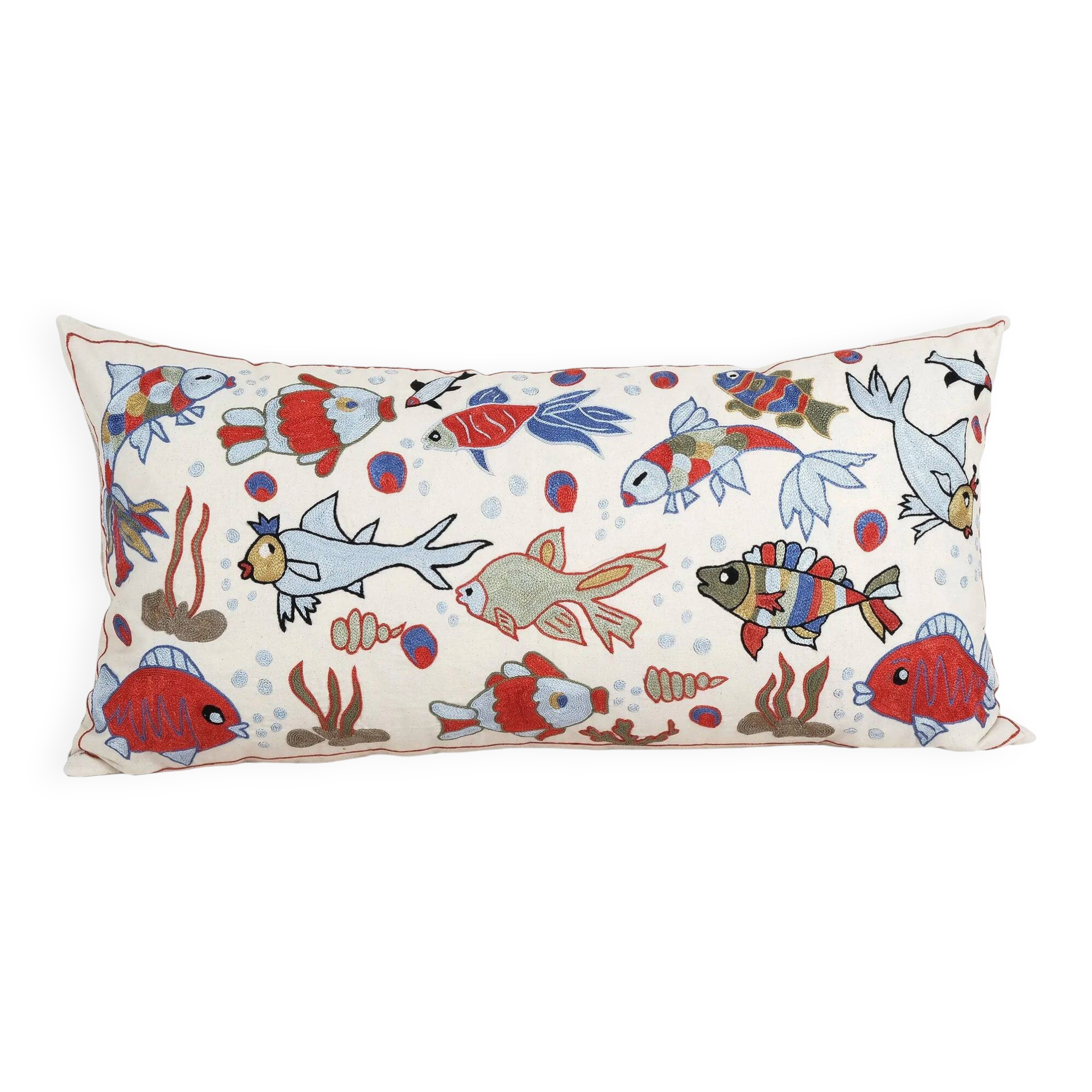 Vintage embroidered cushion cover 46x89 cm