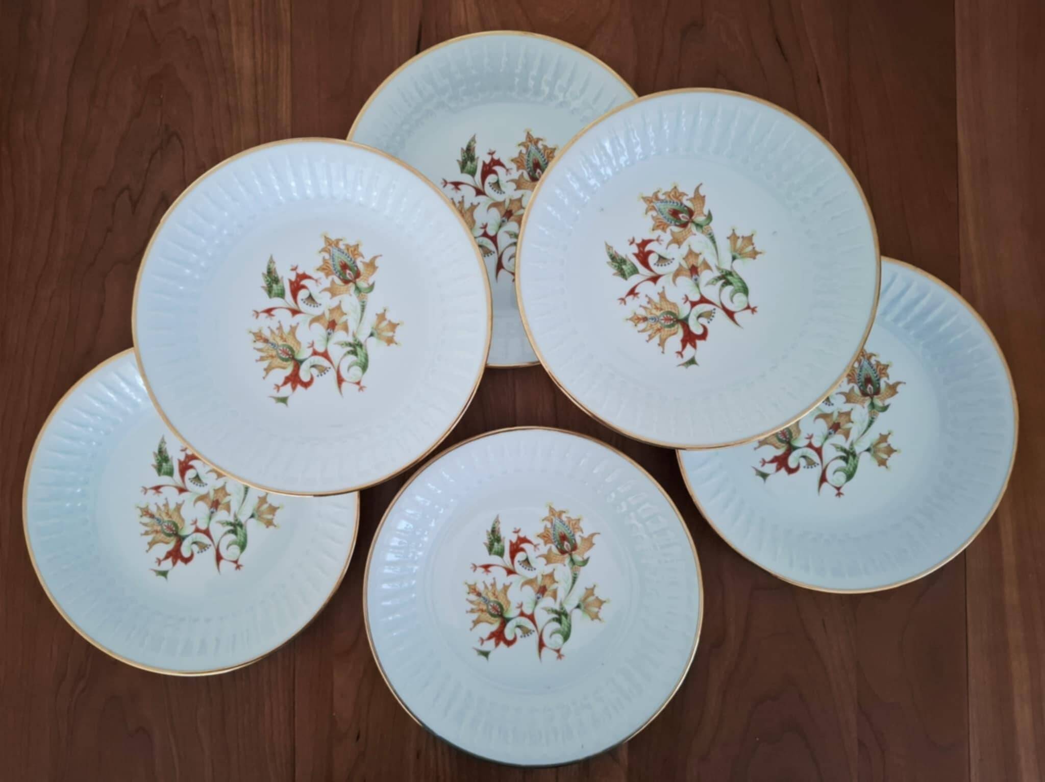 Porcelain soup plates from Chauvigny by Fernand Deshoulières